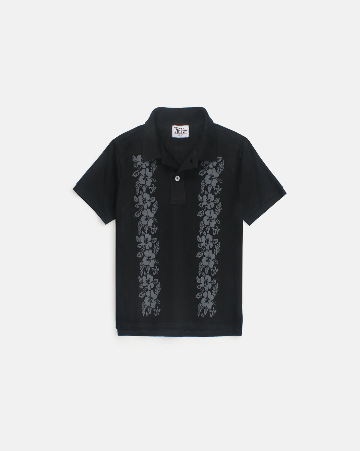 Kids Flowered Polo Shirt - Black