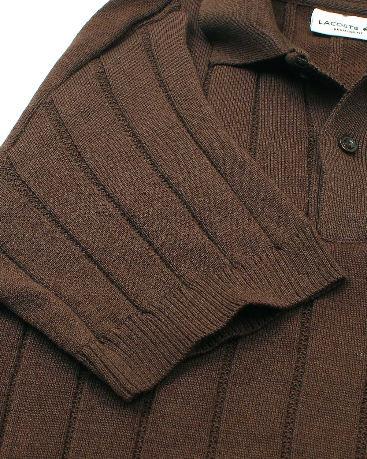 Iconic Lac. Knitted Polo Shirt - Brown