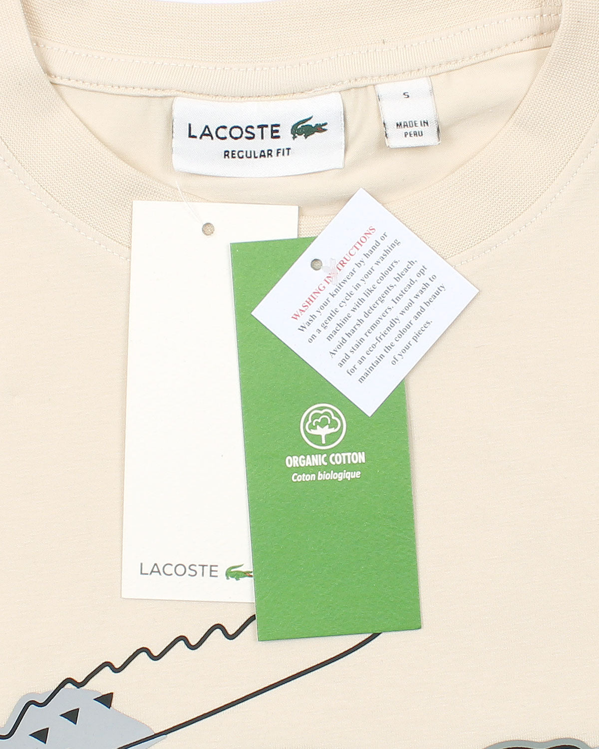 Men’s lac. Iconic Crocodile Print T Shirt - Off White