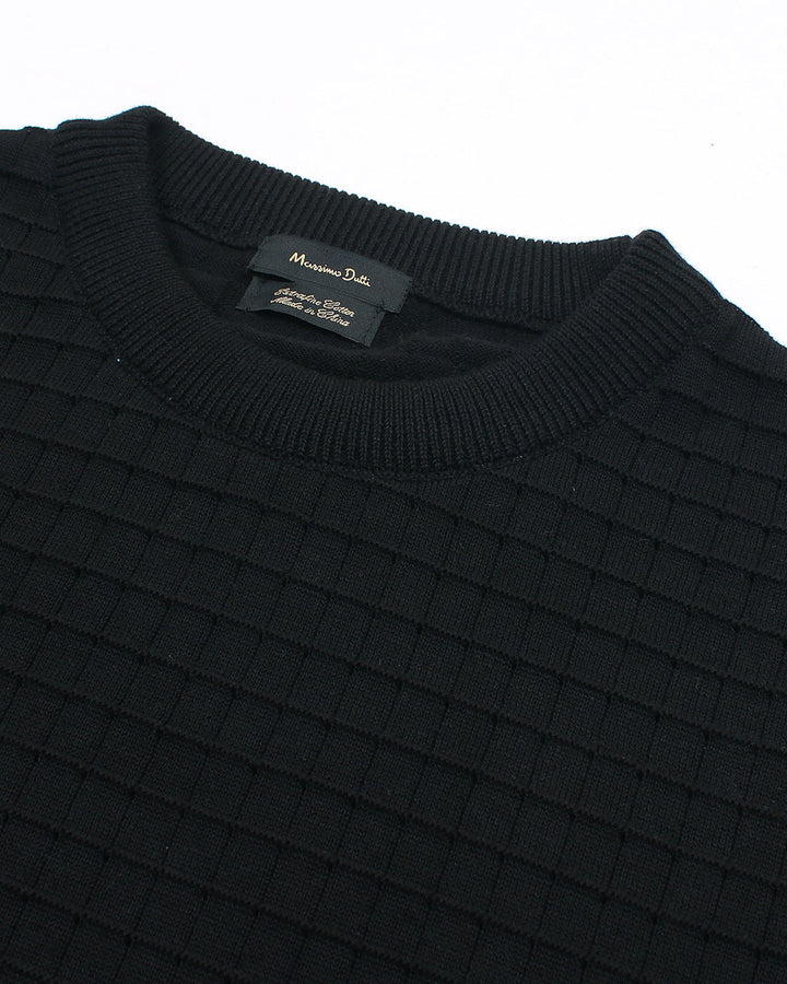 Men's Knitted Crew Neck T Shirt - Black