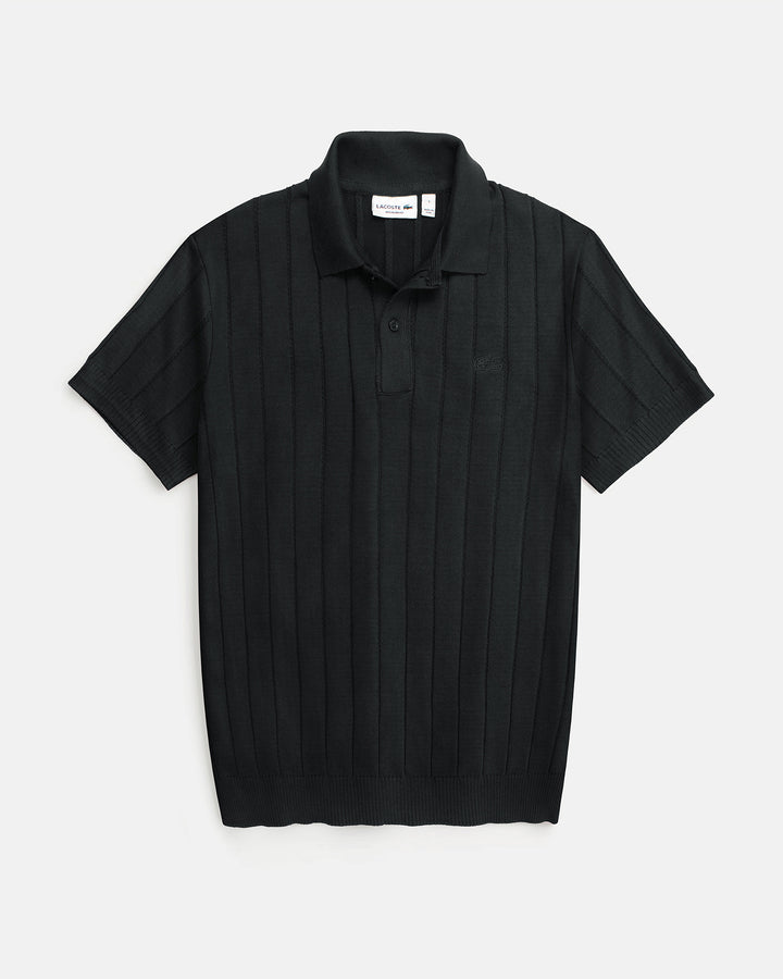 Iconic Lac. Knitted Polo Shirt - Black