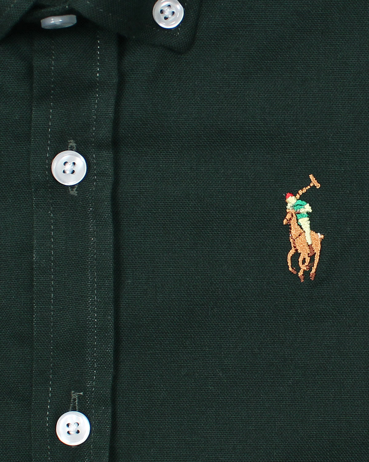 Kids Button Down Oxford Shirt - Dark Green