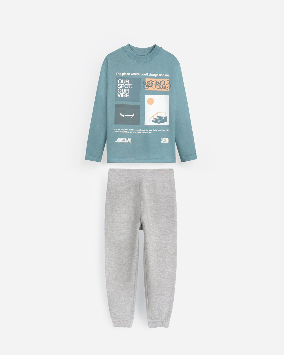 Kids Graphic Loungewear Set - Blue & Grey
