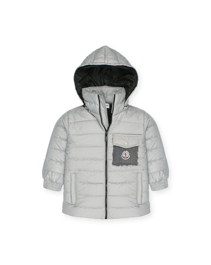 Kids Mon. Puffer Hooded Jacket - Light Grey