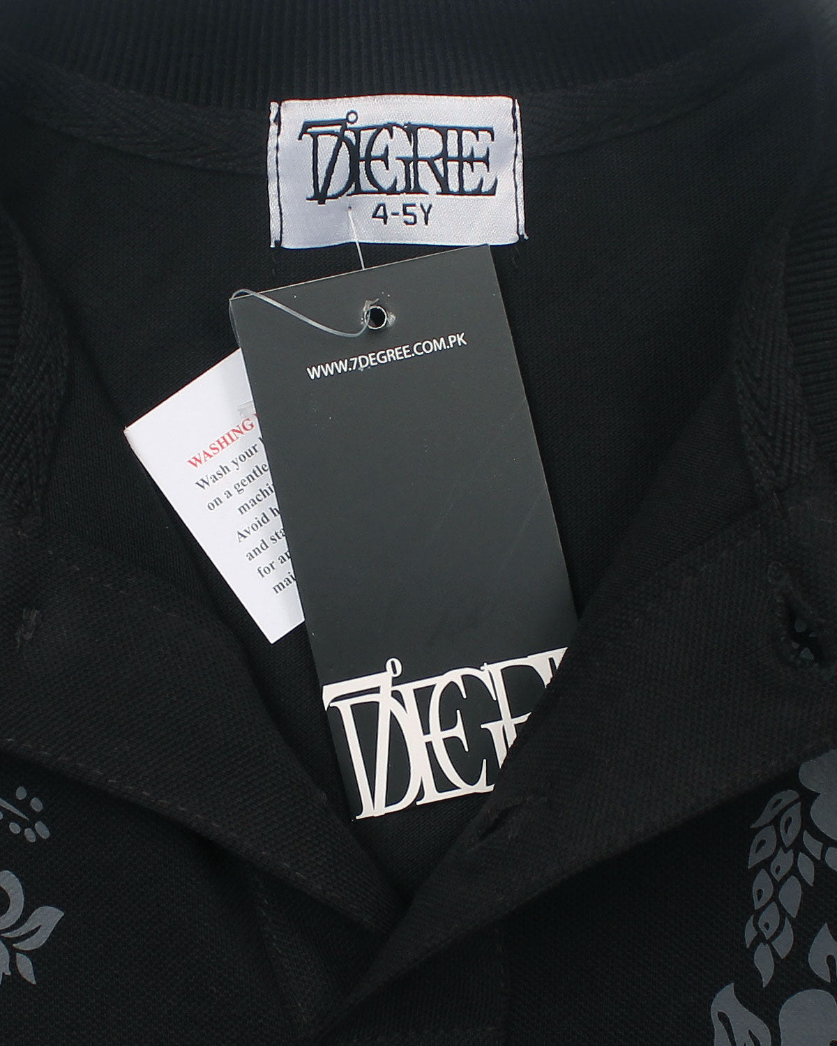 Kids Flowered Polo Shirt - Black