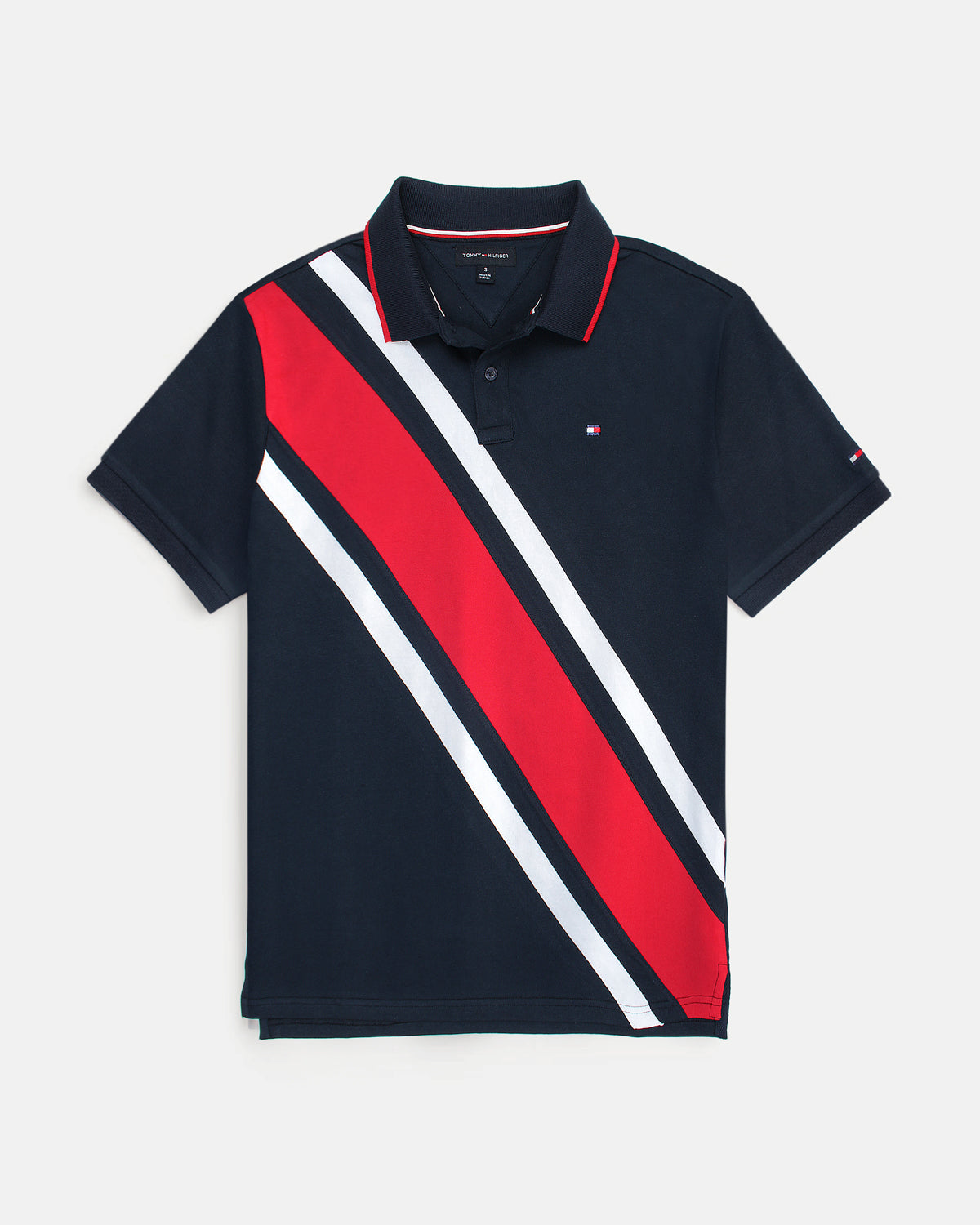 Iconic Tommy Stripe Polo - Navy Blue