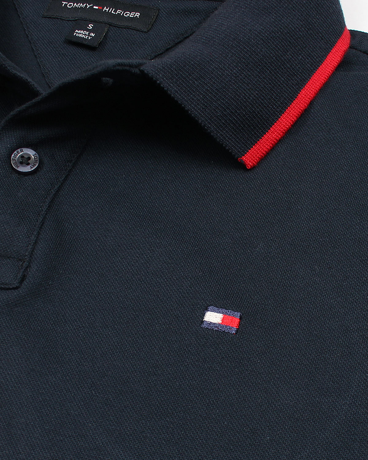 Iconic Tommy Stripe Polo - Navy Blue