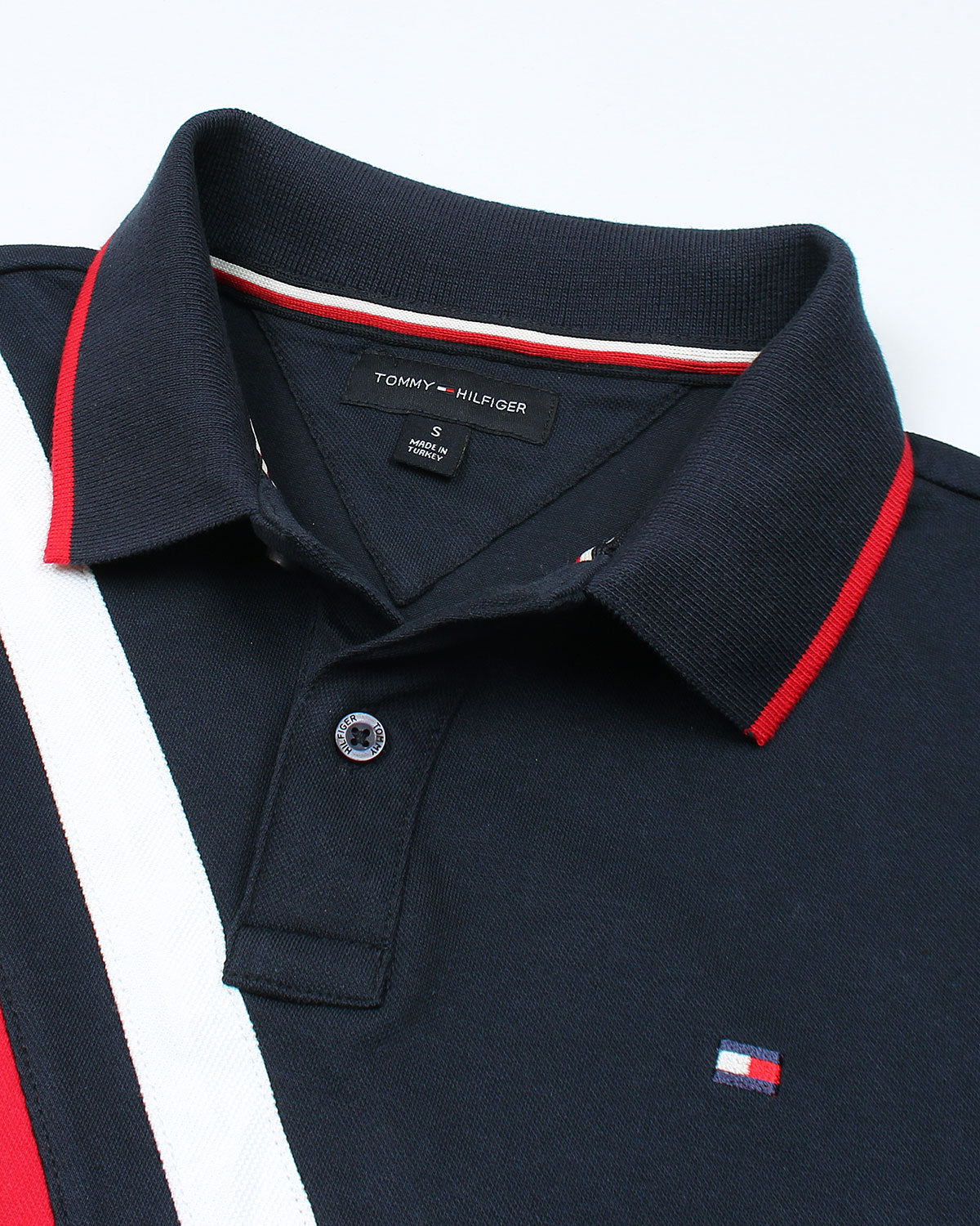 Iconic Tommy Stripe Polo - Navy Blue