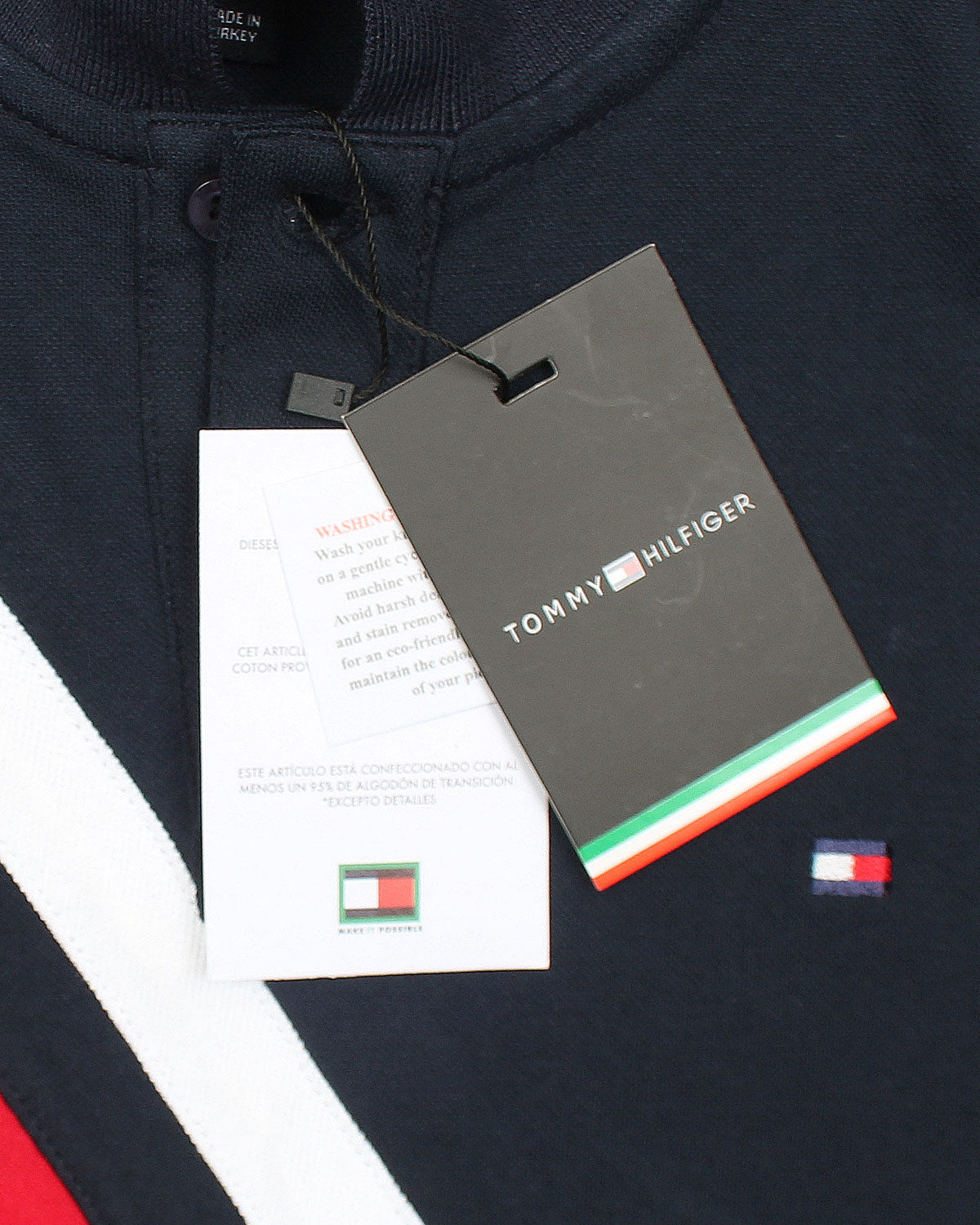 Iconic Tommy Stripe Polo - Navy Blue