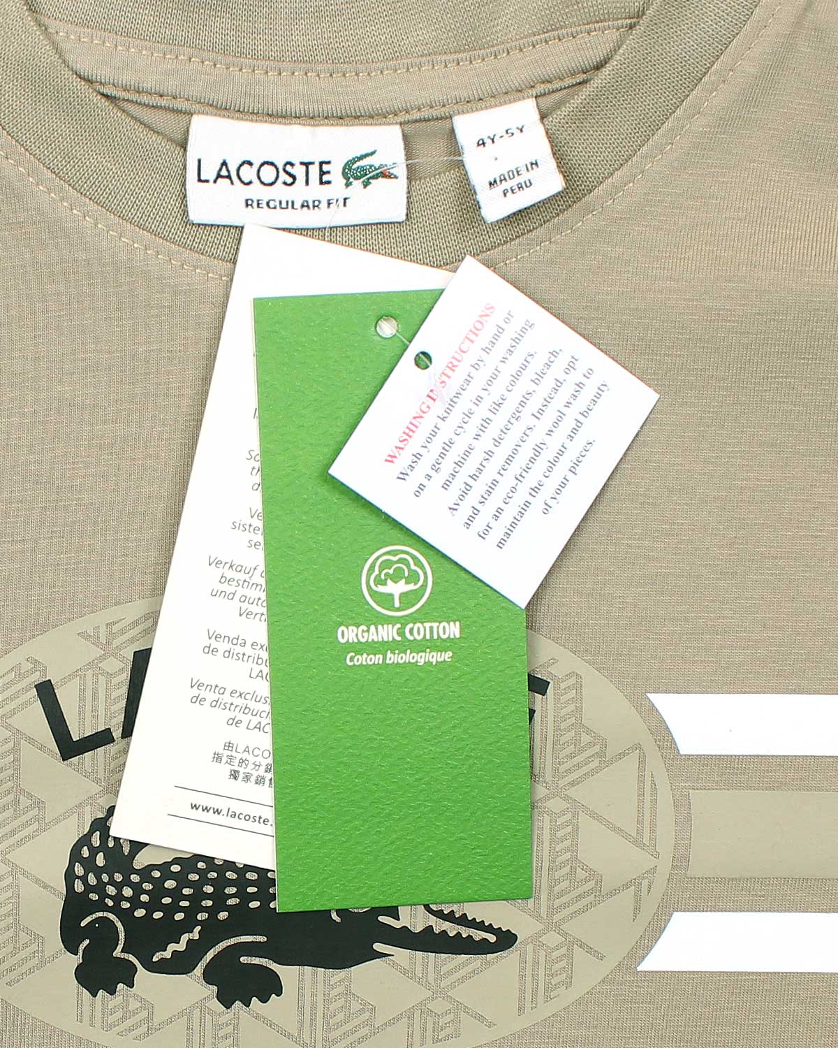 Kids Lac. Graphic T Shirt - Beige