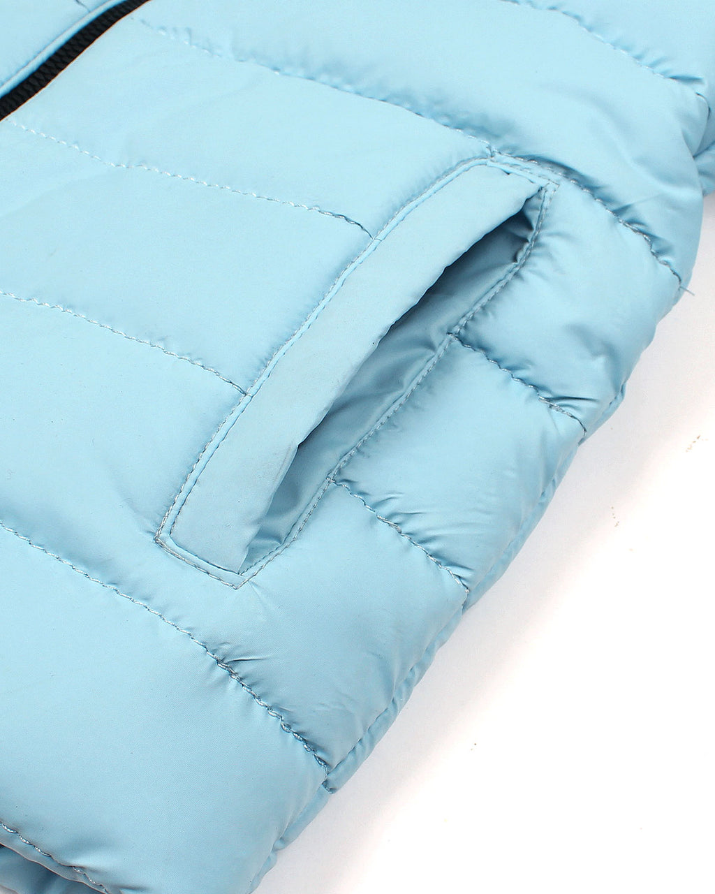 Kids Puffer Hooded R-L Jacket - Ice Blue