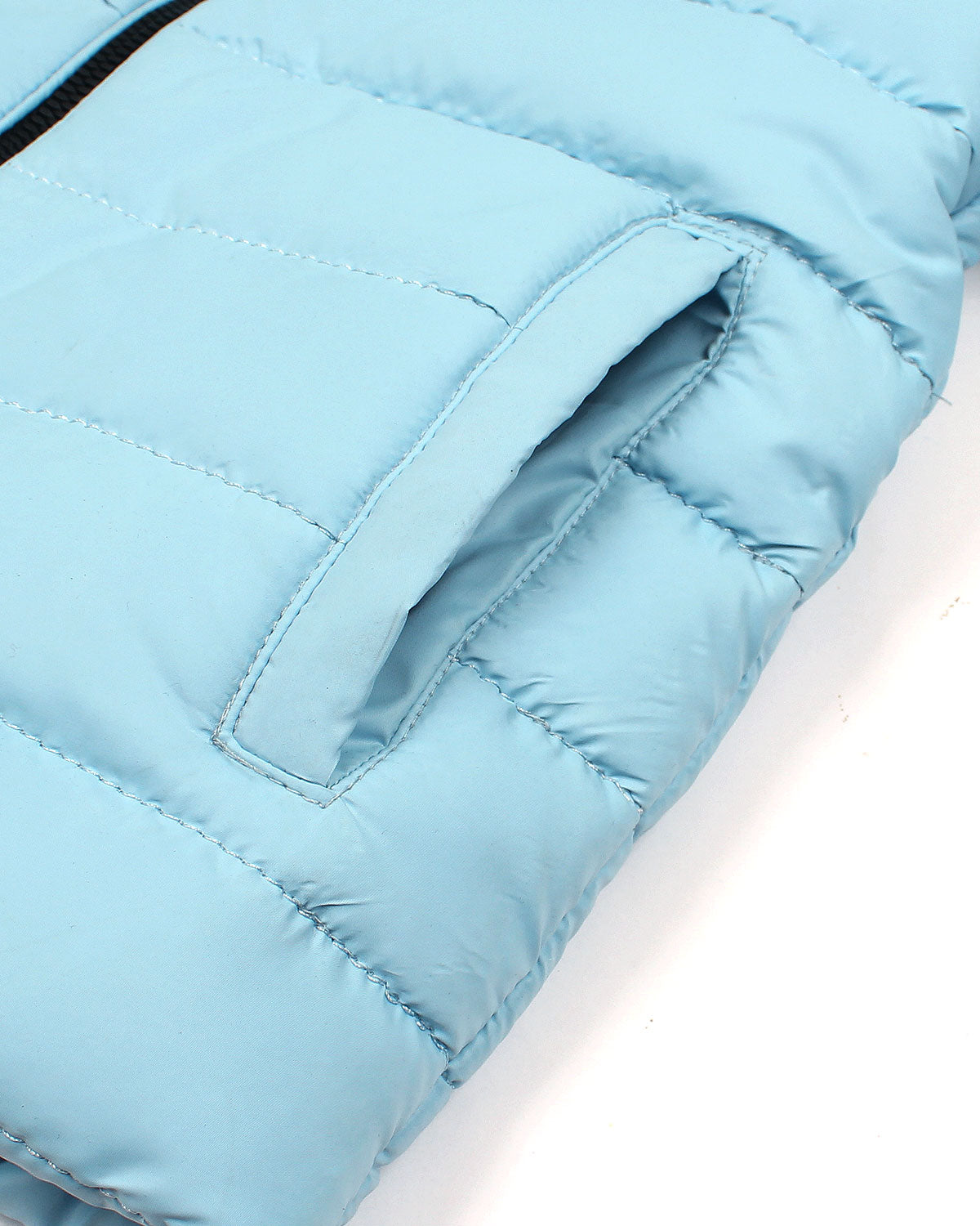 Kids Puffer Hooded R-L Jacket - Ice Blue