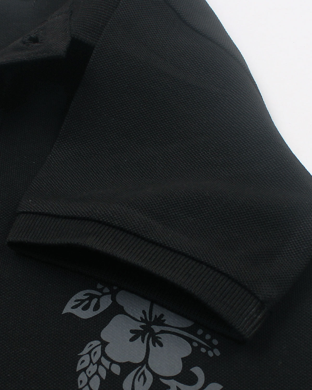 Kids Flowered Polo Shirt - Black