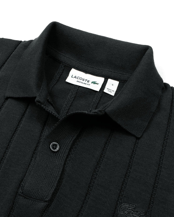 Iconic Lac. Knitted Polo Shirt - Black