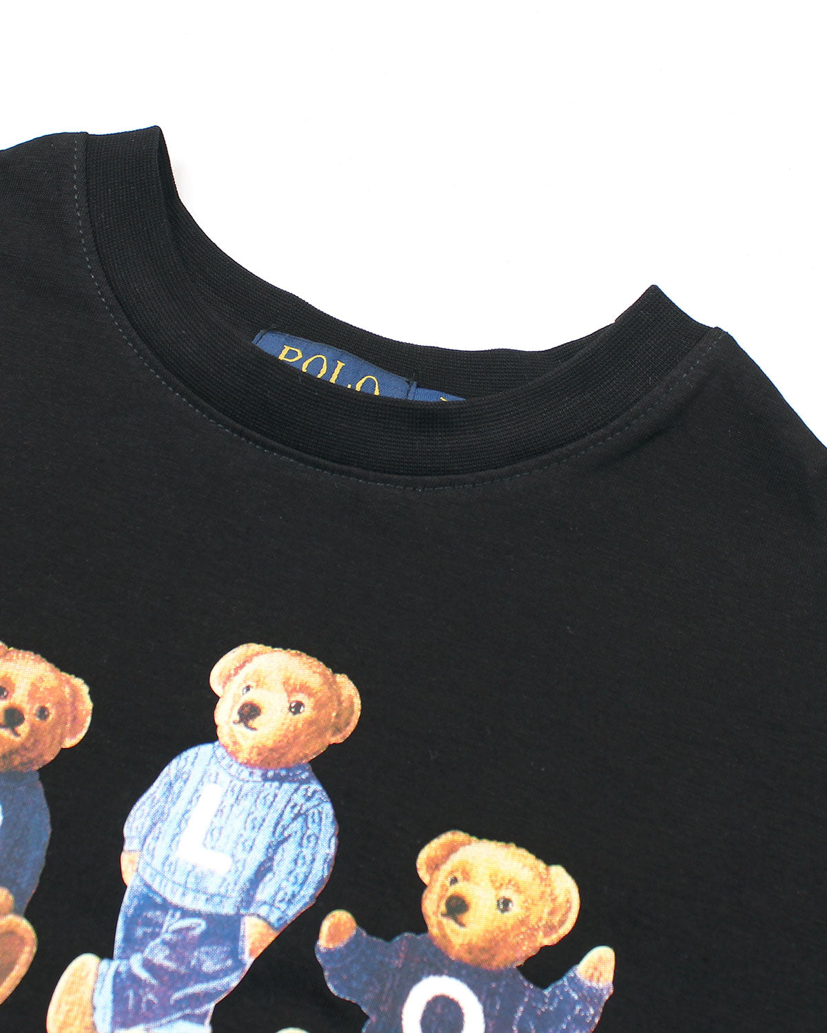 Baby Girls Cropped Bear T Shirt - Black