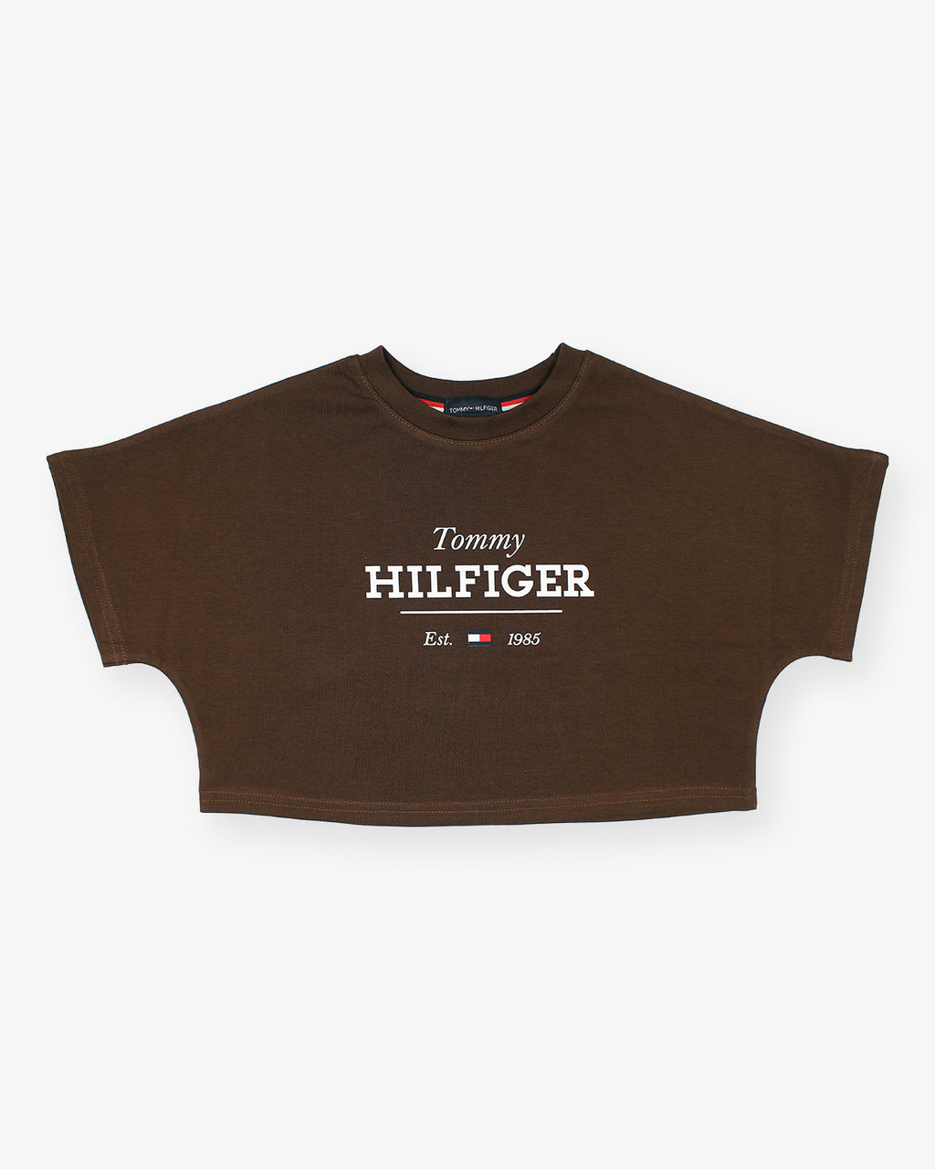 Exclusive Hilfiger Girls Crop Top Tee - Brown