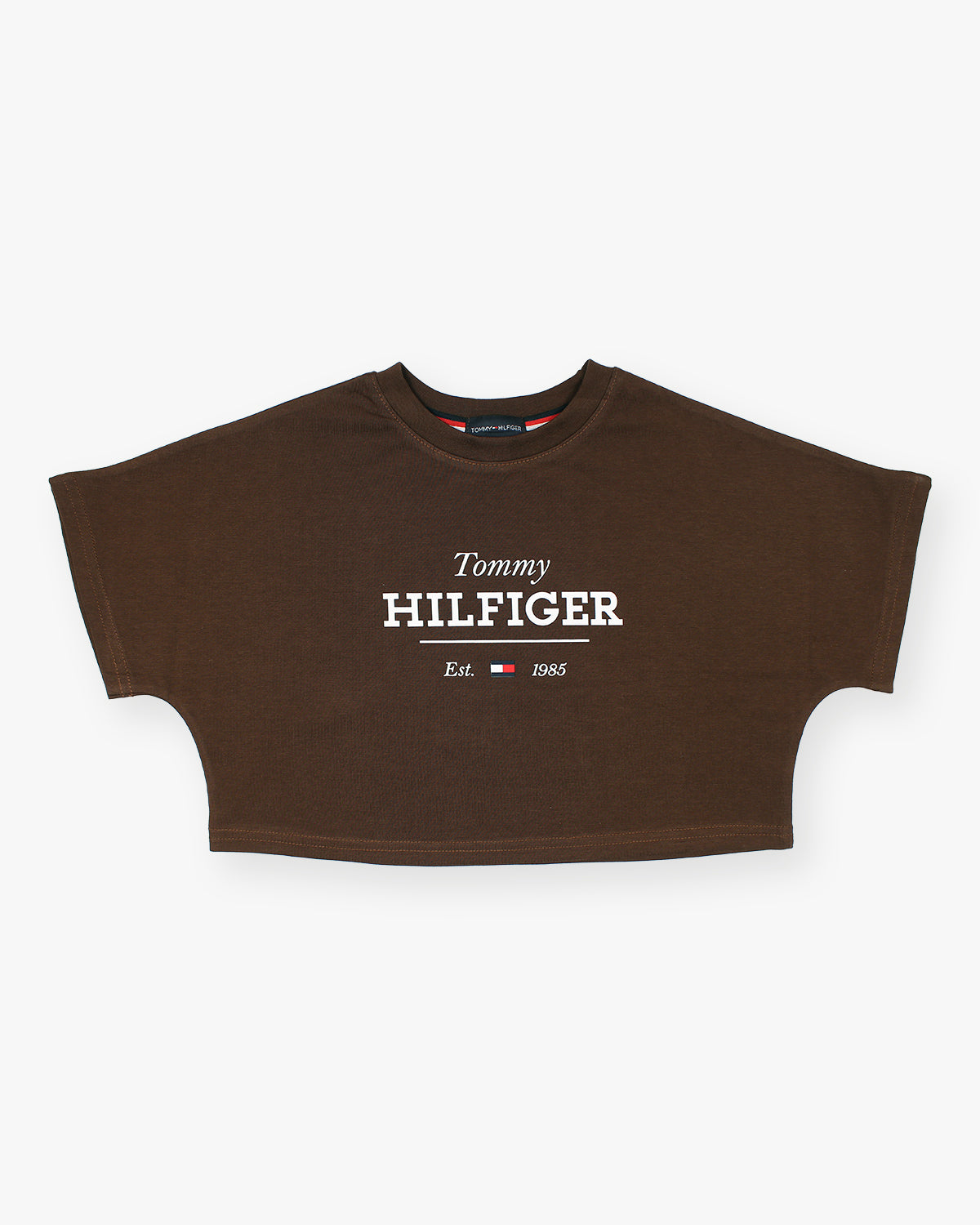 Exclusive Hilfiger Girls Crop Top Tee - Brown