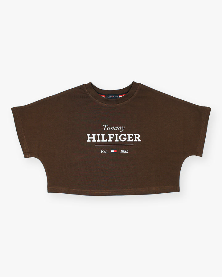 Exclusive Hilfiger Girls Crop Top Tee - Brown