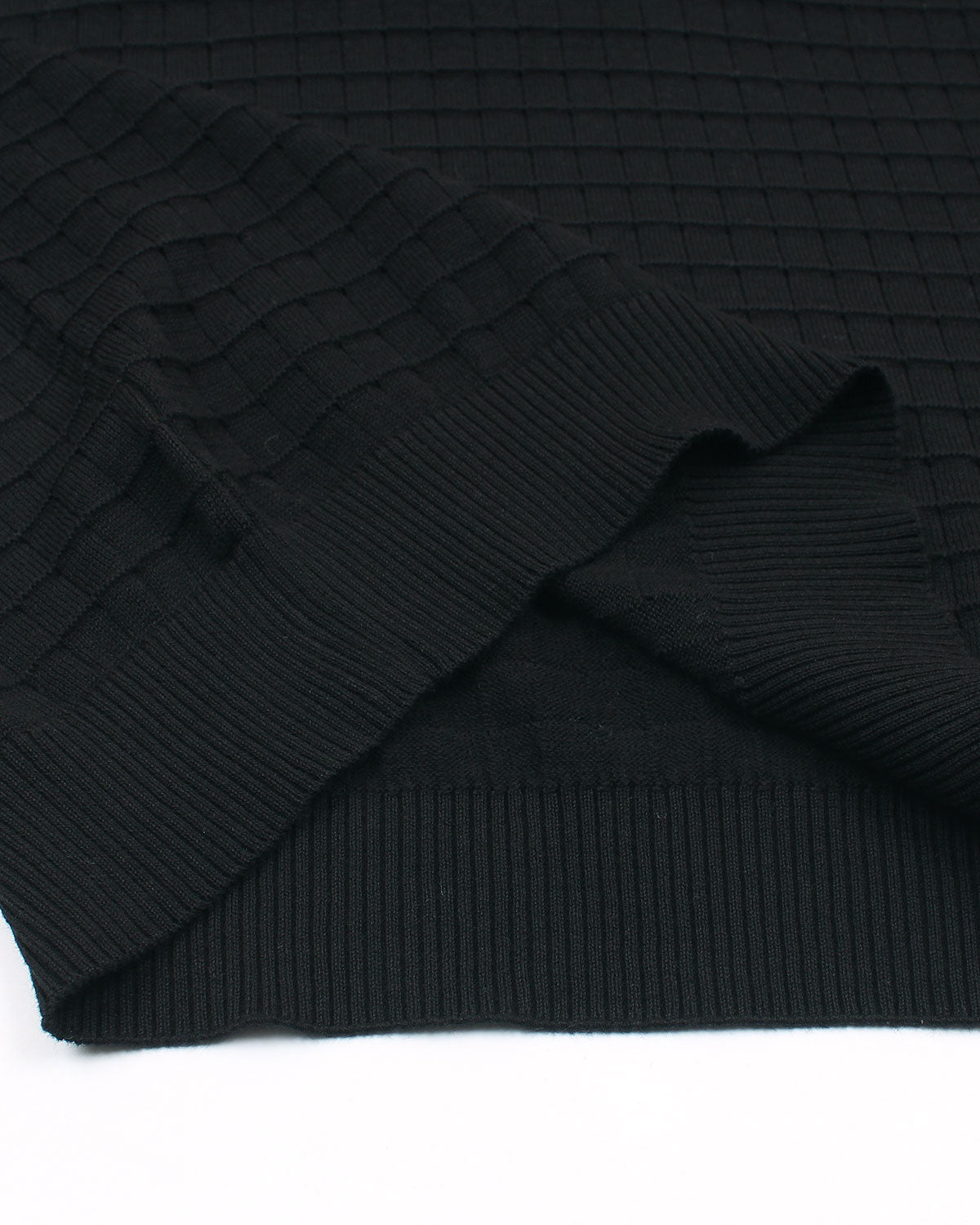 Men's Knitted Crew Neck T Shirt - Black