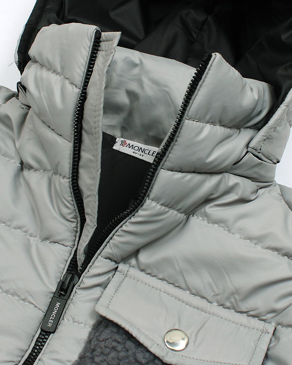 Kids Mon. Puffer Hooded Jacket - Light Grey