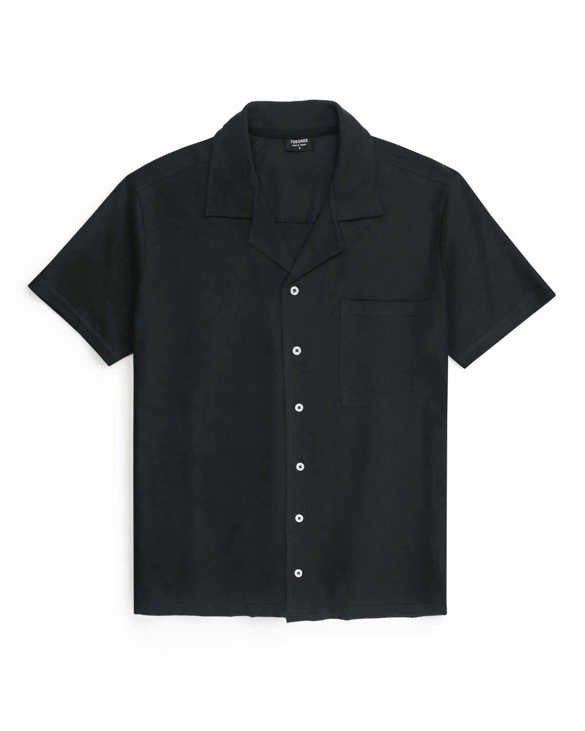 Men's Lapel Collar Pique Shirt - Black