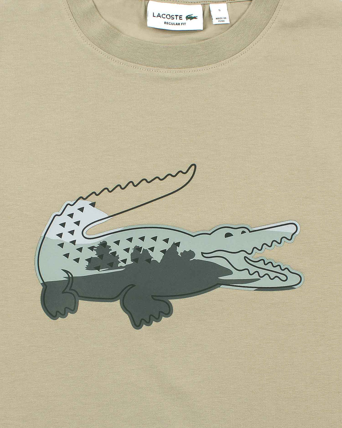Men’s lac. Iconic Crocodile Print T Shirt - Beige