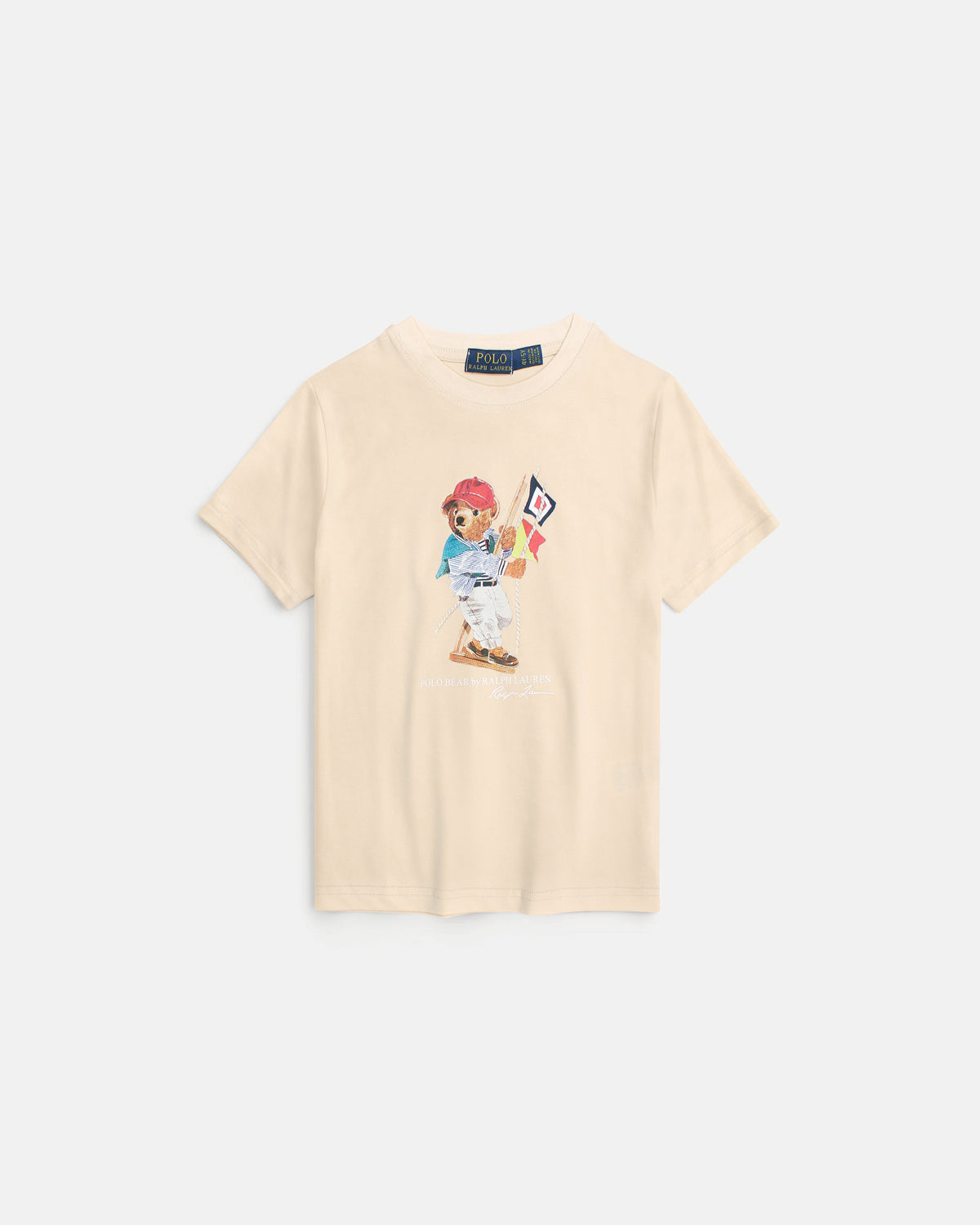 Premium Kids Flag Bear T Shirt - Off White