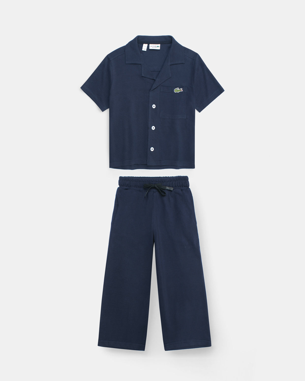Kids Notch Lapel Pique Tracksuit - Navy Blue
