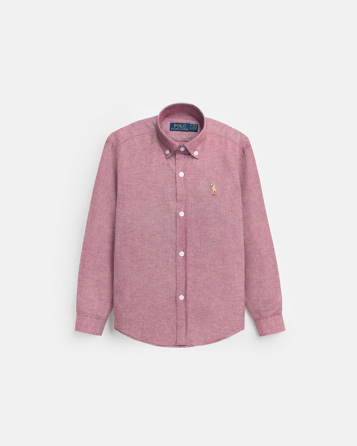 Kids Button Down Oxford Shirt - Muted Red