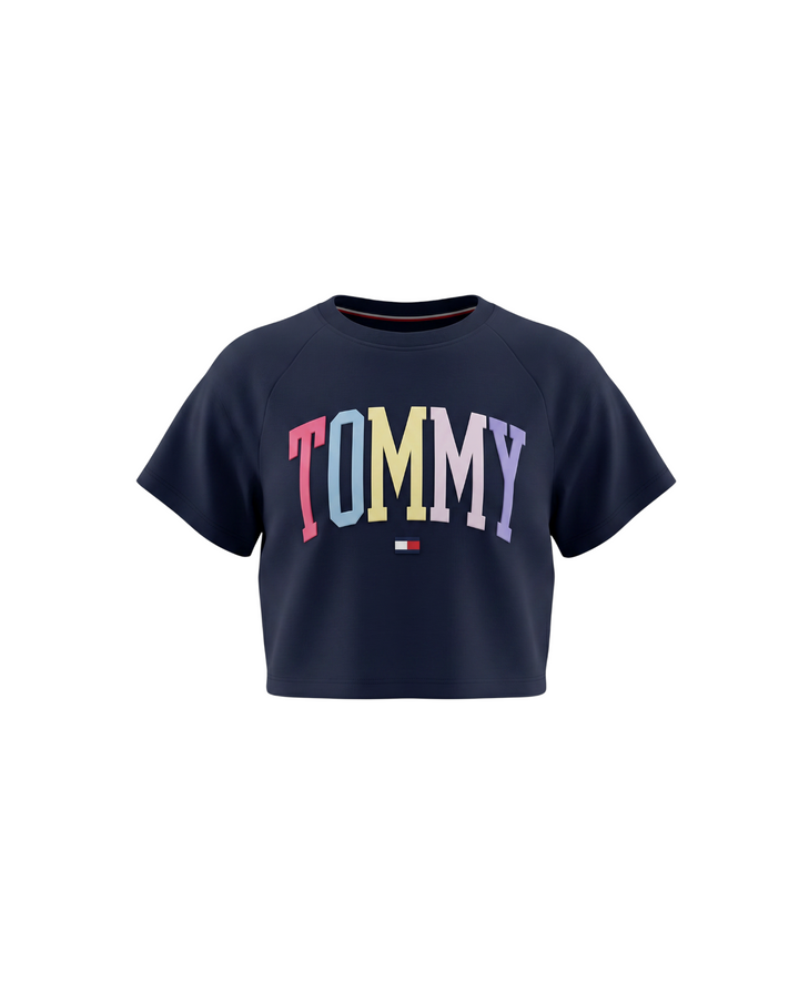 Baby Girls Cropped Tom. T Shirt - Navy Blue