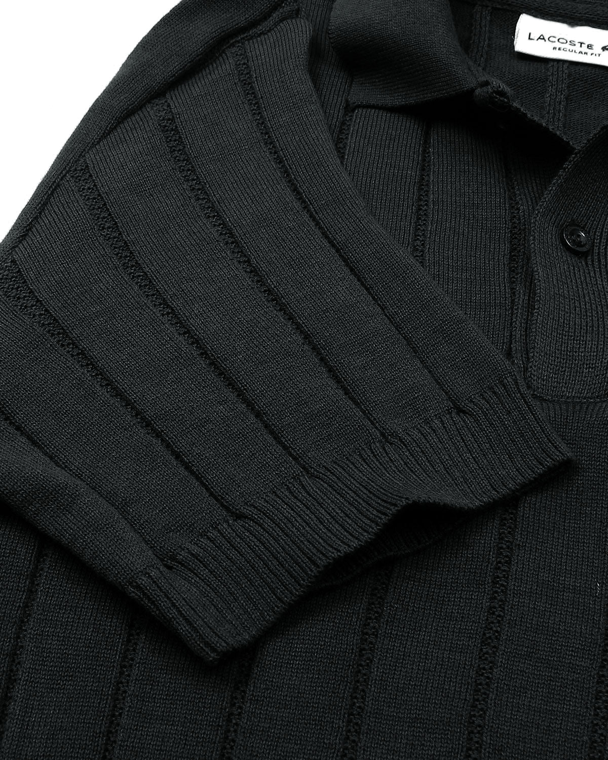 Iconic Lac. Knitted Polo Shirt - Black