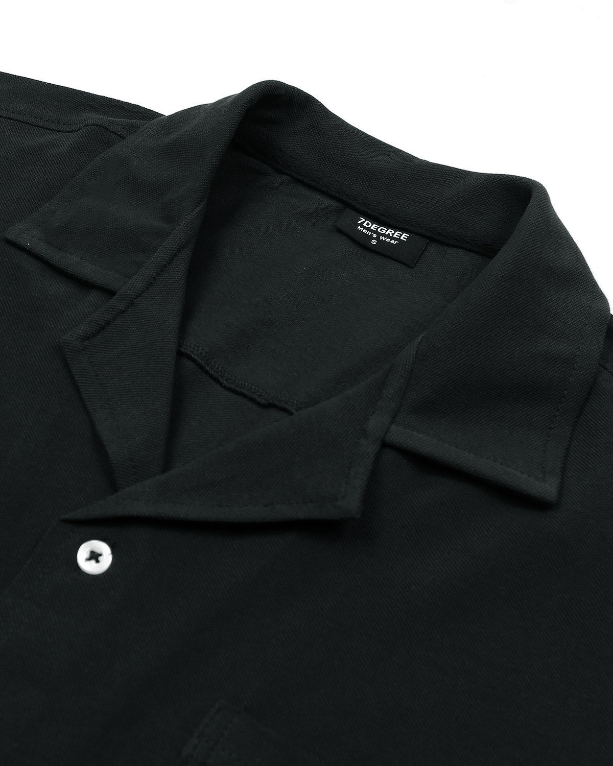 Men's Lapel Collar Pique Shirt - Black