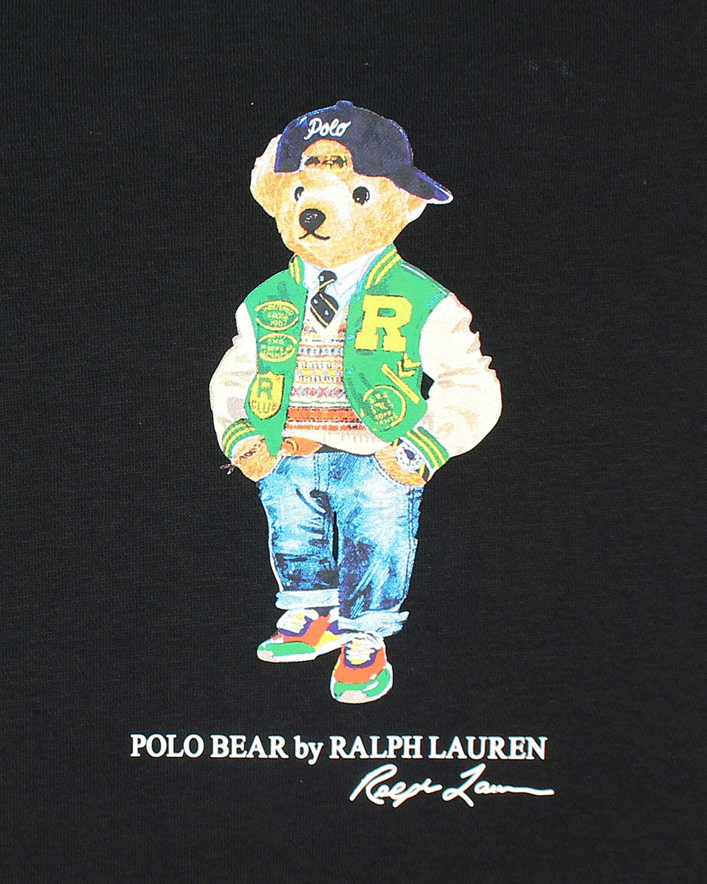 Kids Iconic Green Bear Sweat - Black