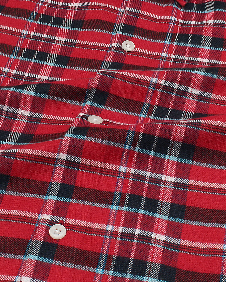 Kids Multi Line Checkered Shirt - Red