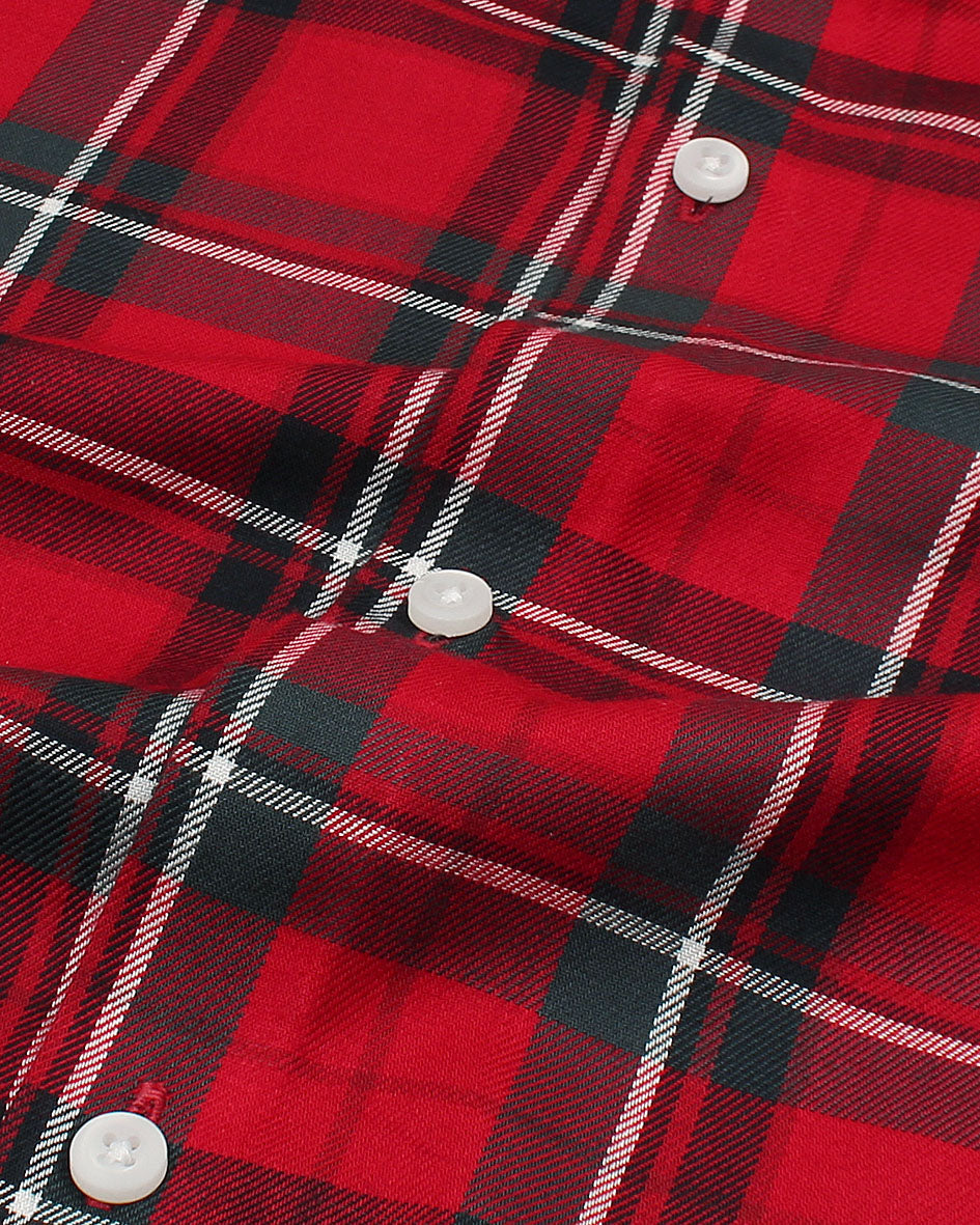 Kids Complex Checkered Shirt - Red