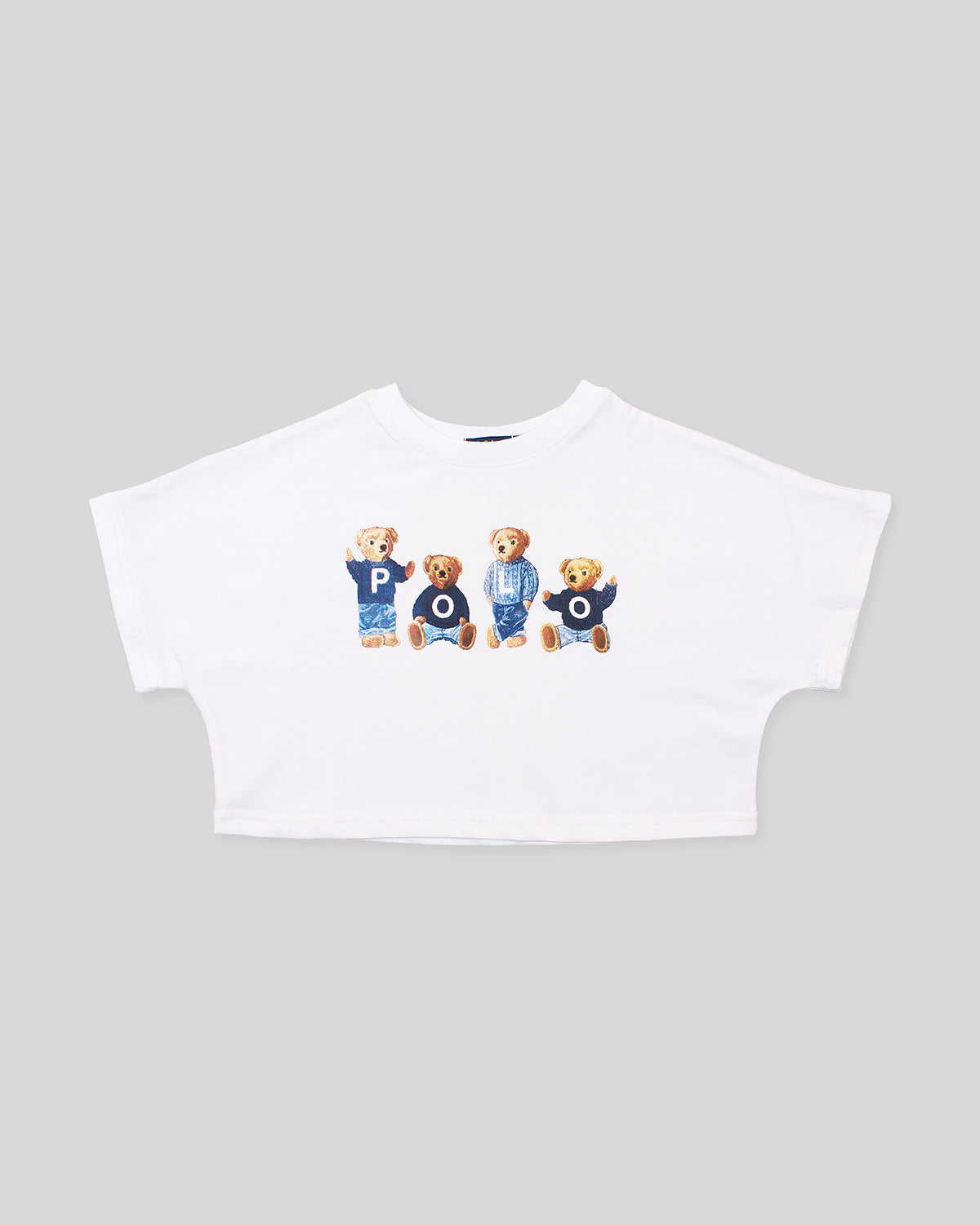 Baby Girls Cropped Bear T Shirt - White