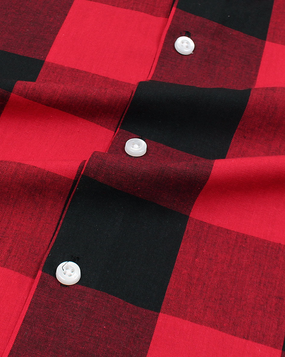 Kids Big Checkered Shirt - Red