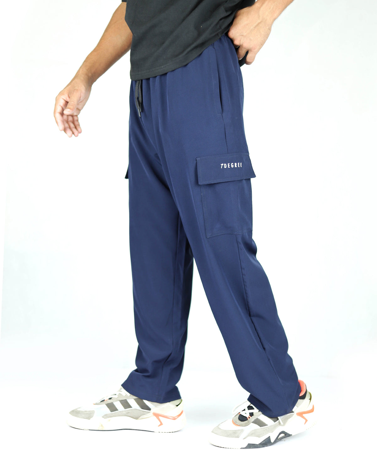Premium Relaxed Fit Micro Trouser - Navy Blue