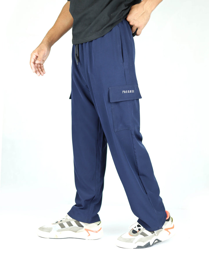 Premium Relaxed Fit Micro Trouser - Navy Blue