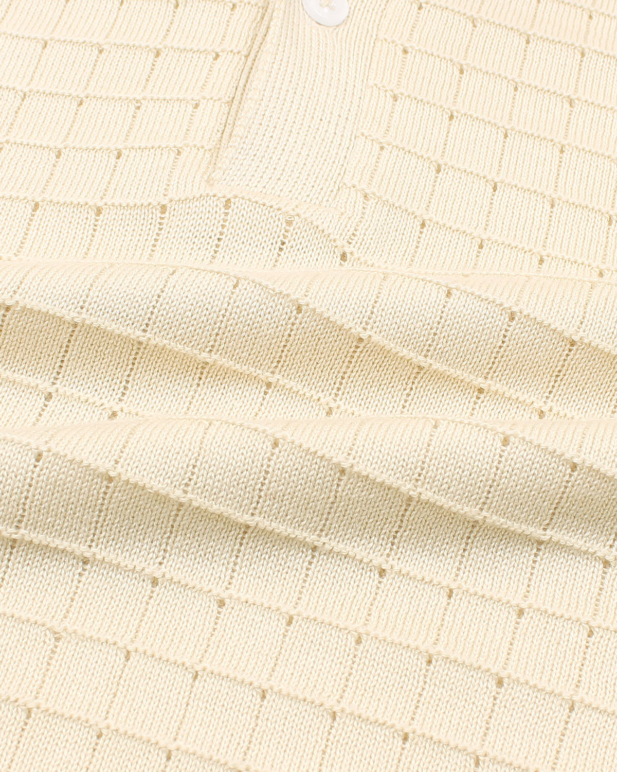 Men's Knitted Block Polo Shirt - Off White