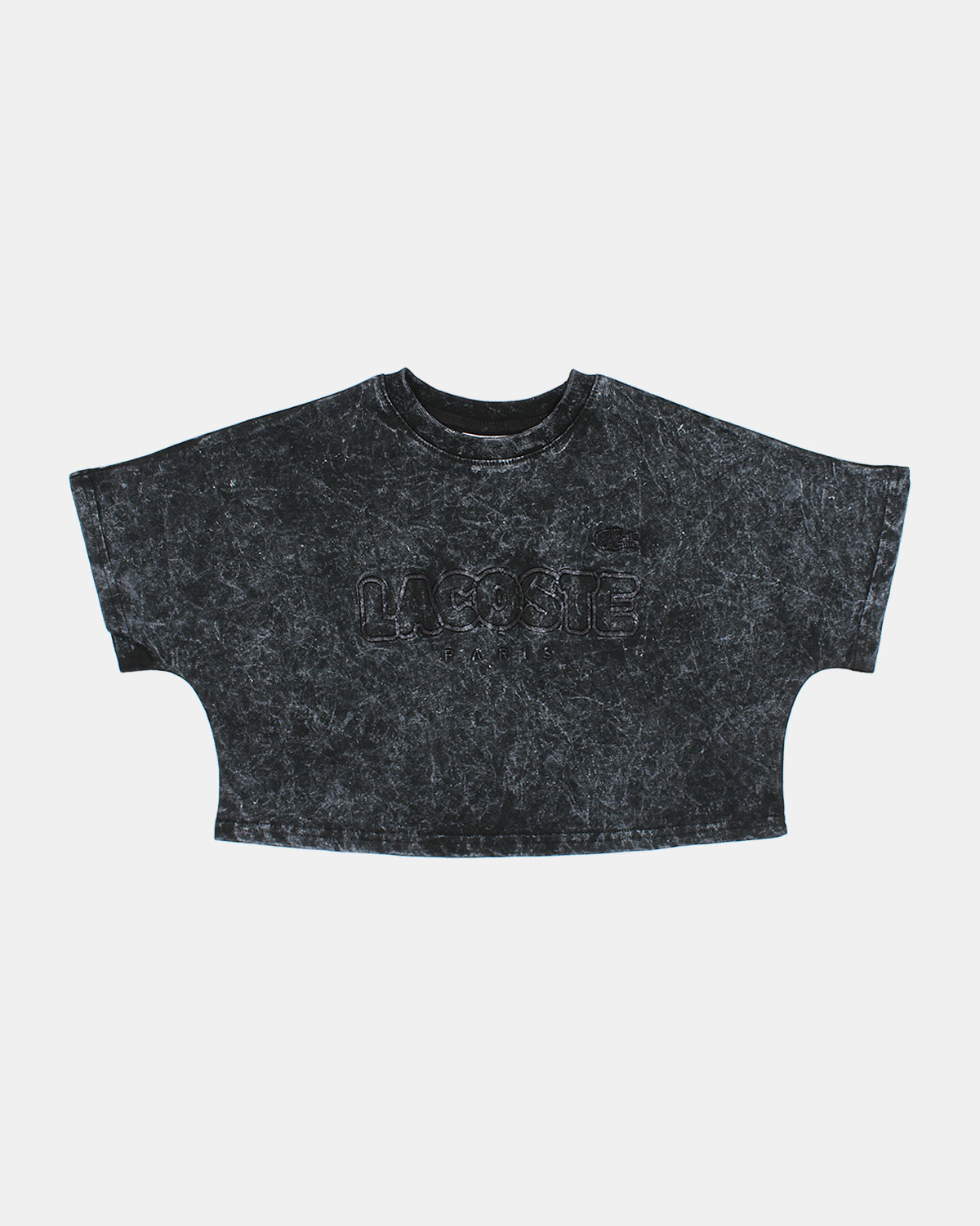 Lac. Baby Girl Acid Wash Cropped T-Shirt - Black