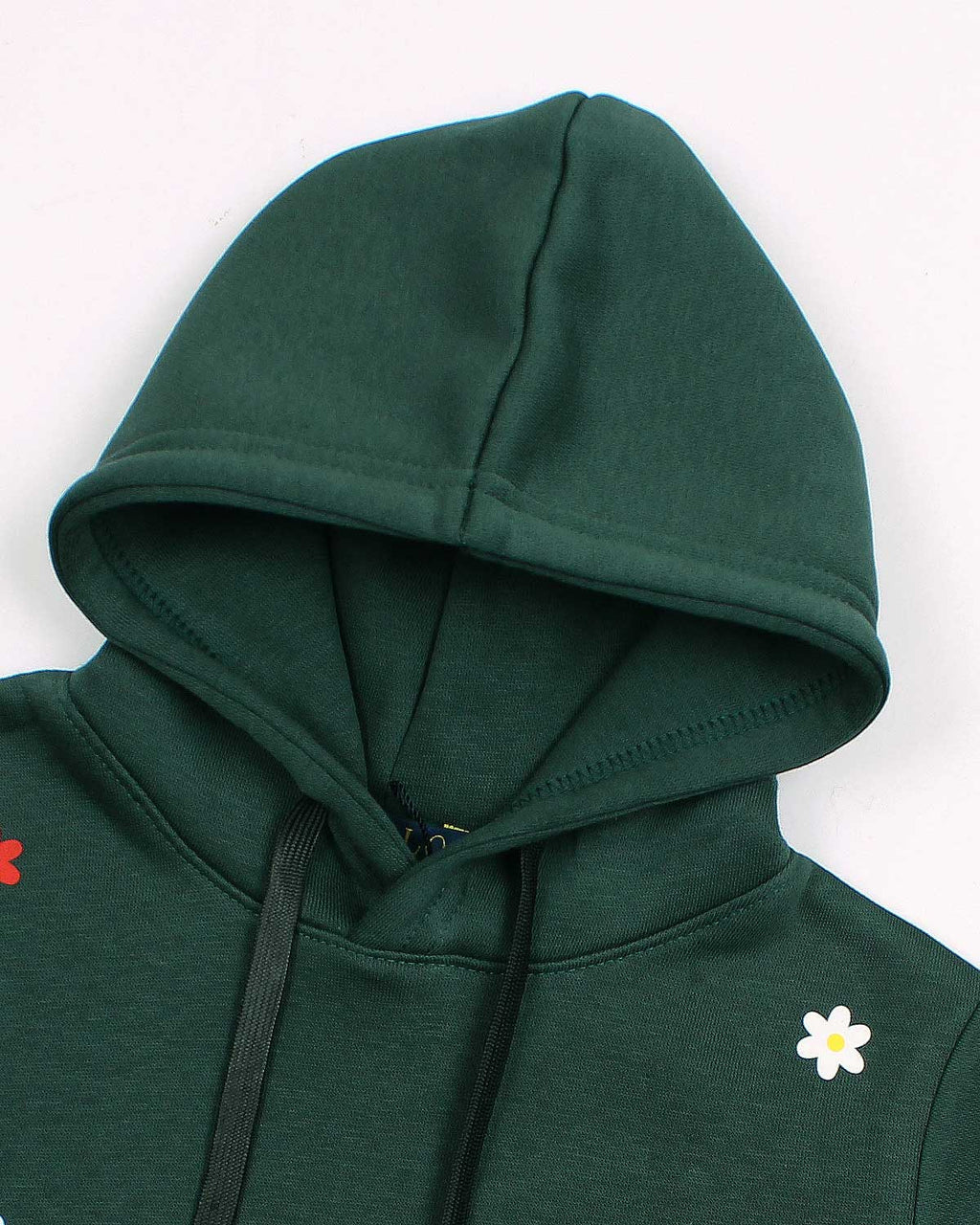 Kids Floral Embroidered Hoodie - Green
