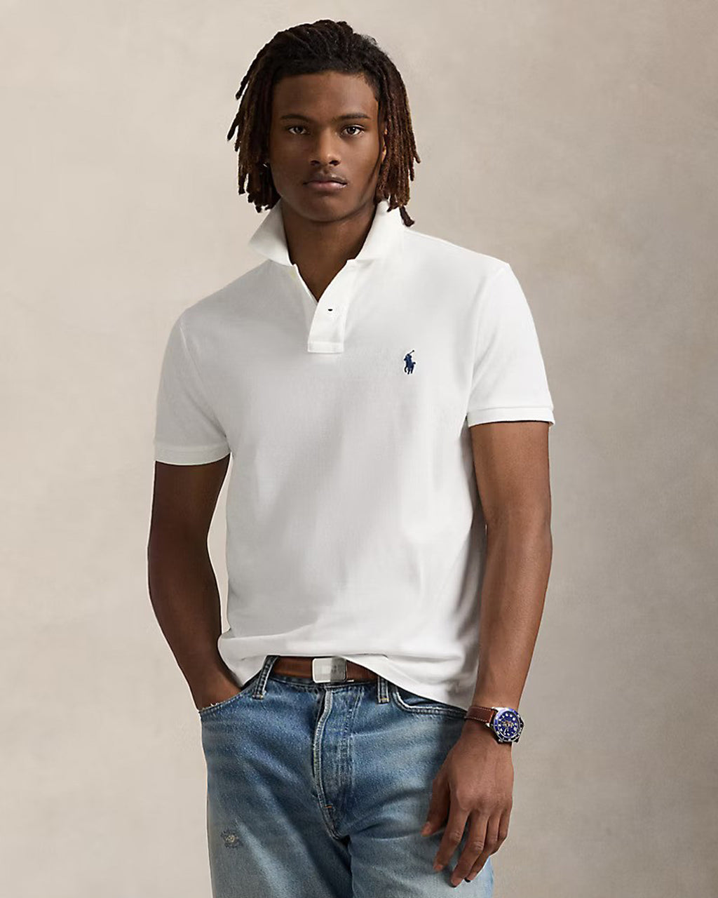Iconic Mesh Men Polo Shirt - White
