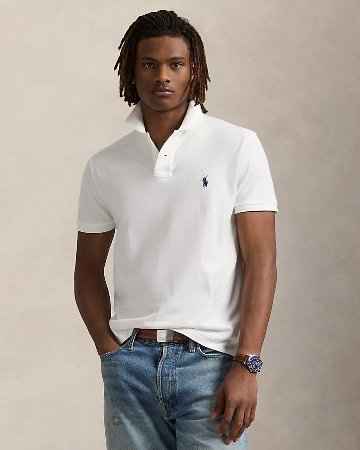 Iconic Mesh Men Polo Shirt - White