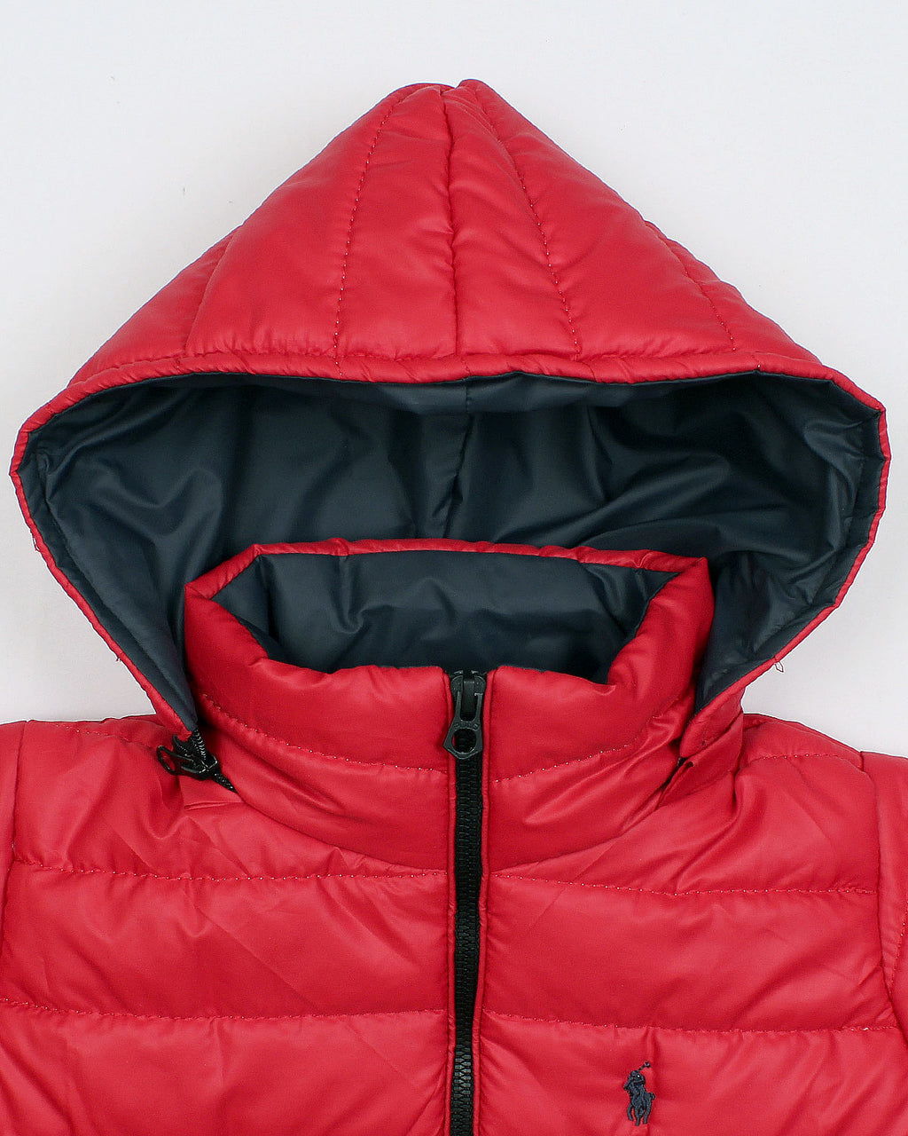 Kids Puffer Hooded R-L Jacket - Red