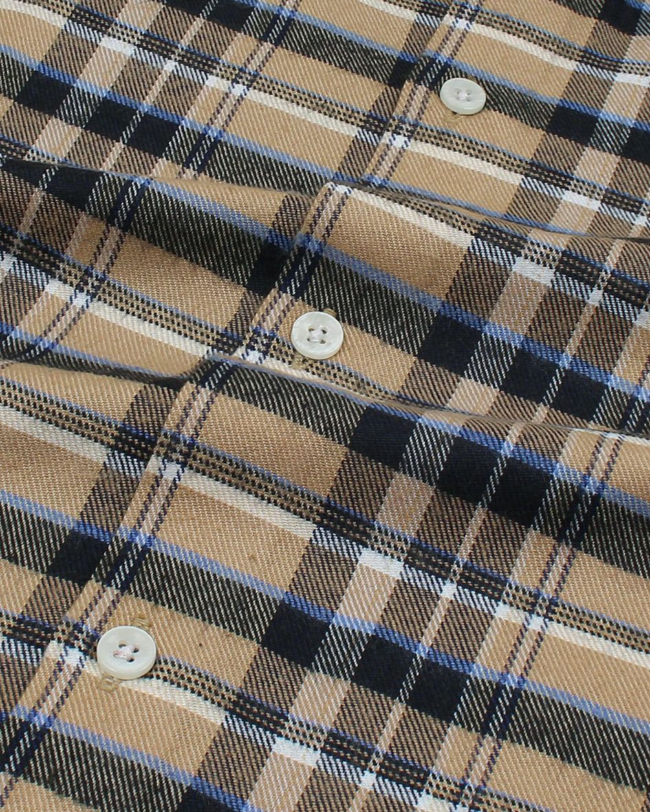 Kids Woven Checkered Shirt - Beige