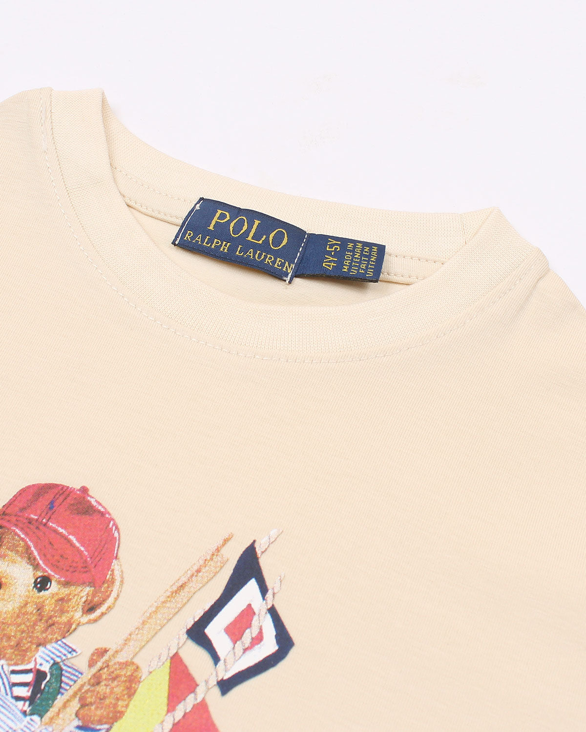 Premium Kids Flag Bear T Shirt - Off White