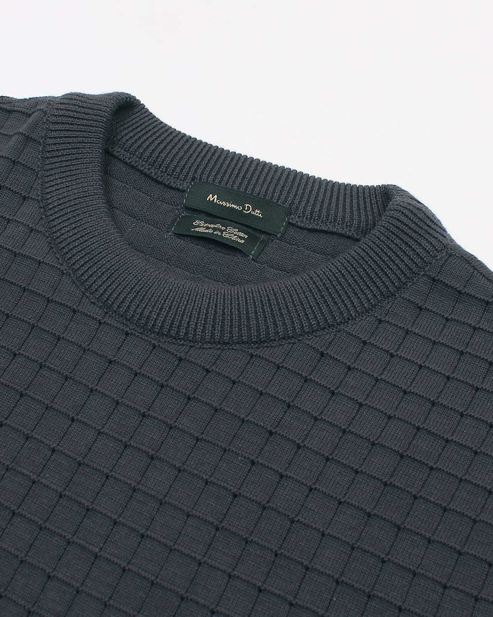Men's Knitted Crew Neck T Shirt - Grey