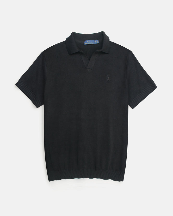 Exclusive Knitted Johny Collar Polo Shirt - Black