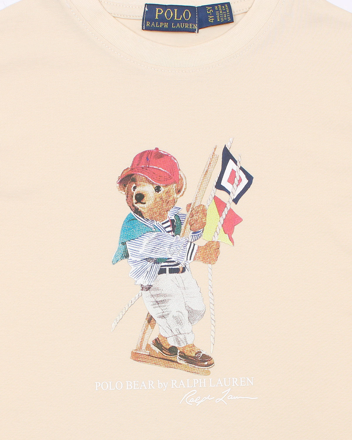 Premium Kids Flag Bear T Shirt - Off White